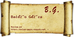 Balás Géza névjegykártya