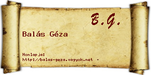 Balás Géza névjegykártya