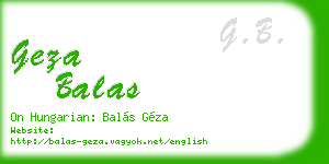 geza balas business card
